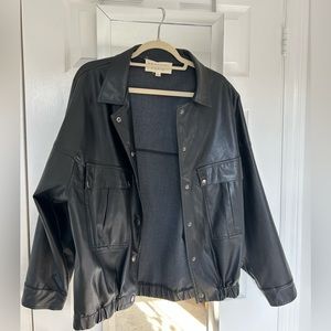 Vegan leather bomber style jacket